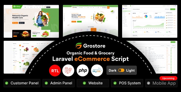 GroStore v4.5.0(已汉化) – 带有管理仪表板的食品和杂货 Laravel 电子商务插图 GroStore v4.5.0(已汉化) – 带有管理仪表板的食品和杂货 Laravel 电子商务插图