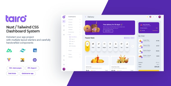 Tairo v2.0.0 – 多用途 Nuxt Tailwind CSS 仪表板系统插图 Tairo v2.0.0 – 多用途 Nuxt Tailwind CSS 仪表板系统插图