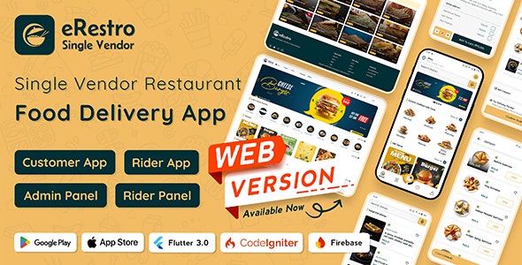 eRestro v1.0.7 – Single Vendor Restaurant Flutter App | Food Ordering App with Admin Panel | Web插图 eRestro v1.0.7 – Single Vendor Restaurant Flutter App | Food Ordering App with Admin Panel | Web插图