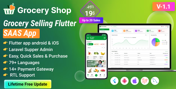 Grocery Shop v1.1 – 带有管理面板的杂货销售 Flutter 应用程序 SAAS插图 Grocery Shop v1.1 – 带有管理面板的杂货销售 Flutter 应用程序 SAAS插图